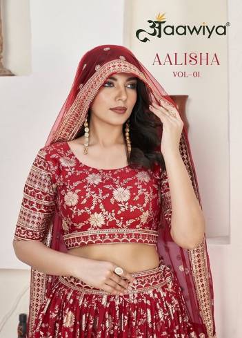 AALISHA VOL 01 BY AAWIYA ZARI EMBROIDERY LEHENGA CHOLI MANUFACTURER IN INDIA